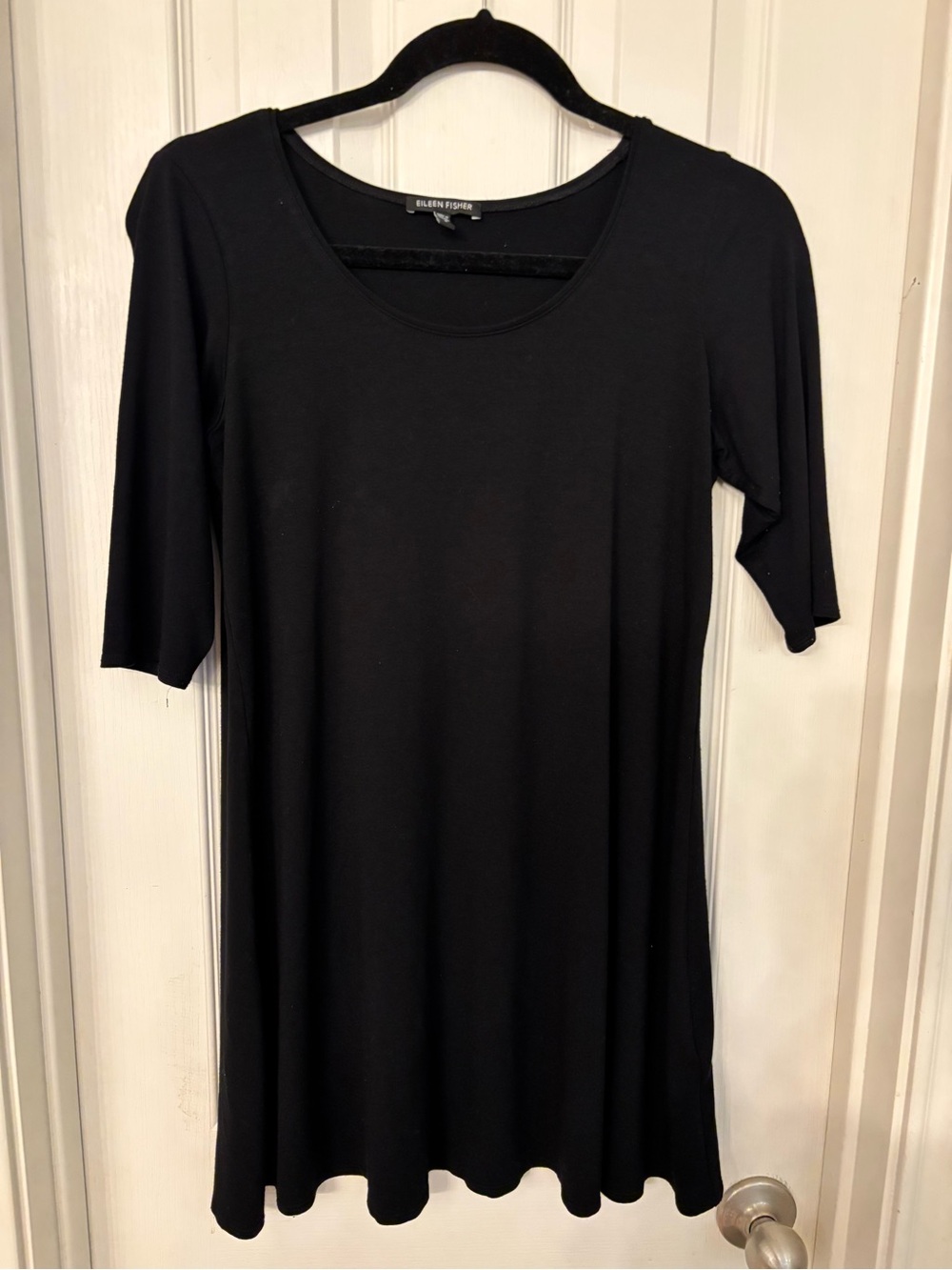 Eileen Fisher Black Scoop Neck Tunic Top